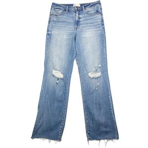BKE Billie Denim Jeans 33x34 Slim Fit High Rise Straight‎ Distressed Light Wash
